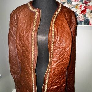 Nine West Quilted Brown Leather Jacket